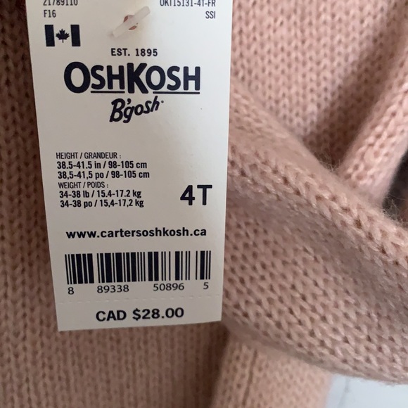 ☃️💗Pink Oshkosh sweater NWT - Picture 4 of 5